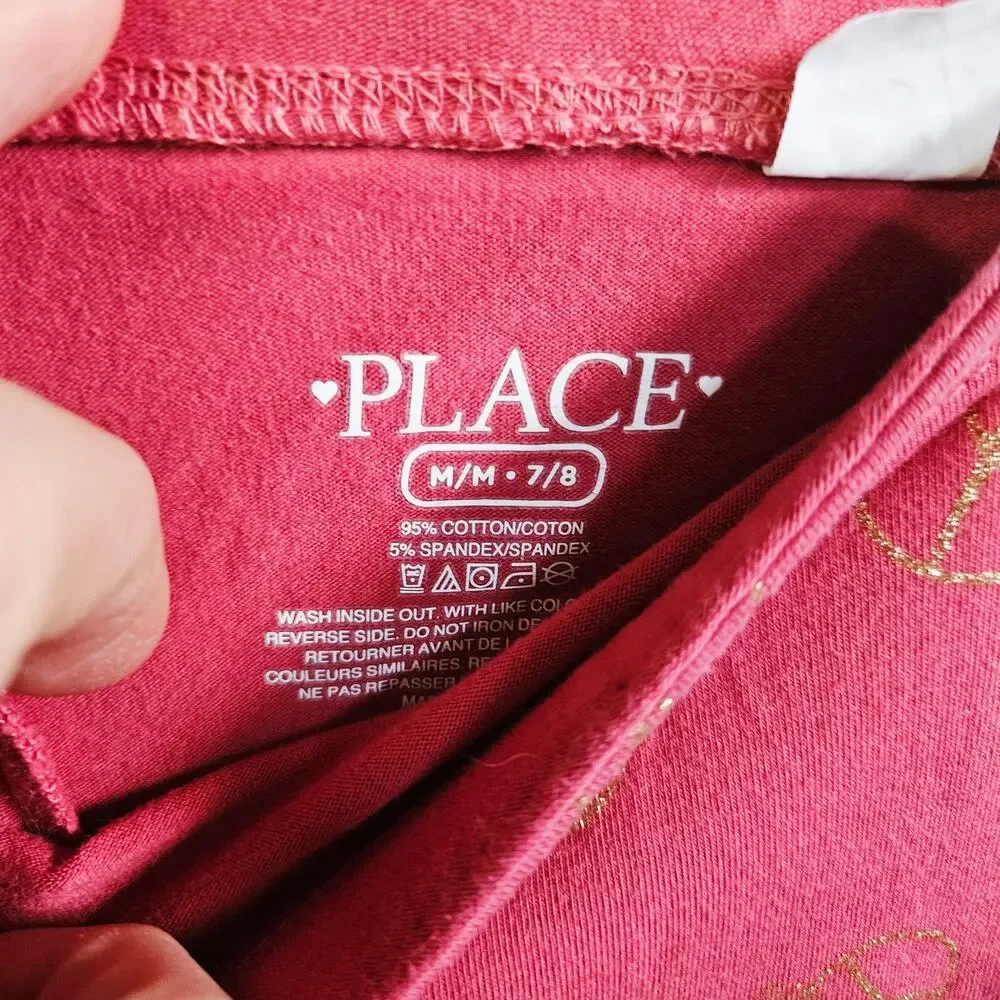 Children's Place Girls Size M Peace Sign Print Leggings Red Gold Comfy Hippie